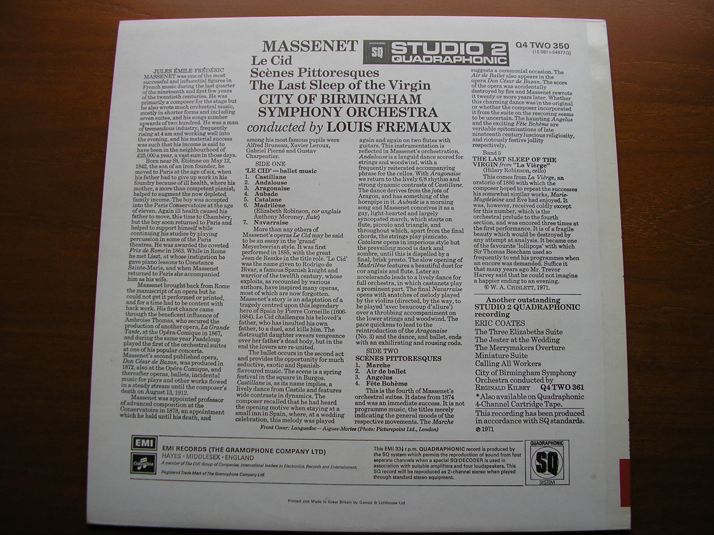 MASSENET: LE CID / SCENES PITTORESQUES    FREMAUX / CITY OF BIRMINGHAM SYMPHONY  Q4TWO 350