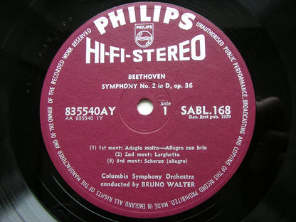 BEETHOVEN: SYMPHONIES Nos. 1 & 2    WALTER / COLUMBIA SYMPHONY    835 540 AY