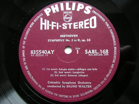 BEETHOVEN: SYMPHONIES Nos. 1 & 2    WALTER / COLUMBIA SYMPHONY    835 540 AY