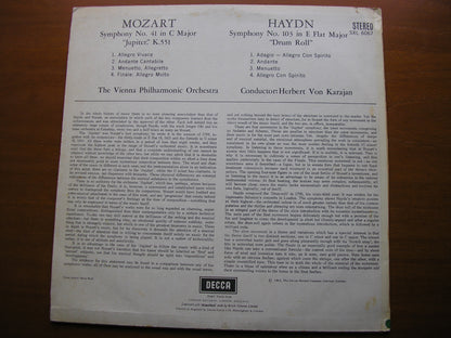 MOZART: SYMPHONY No. 41 'Jupiter' / HAYDN: SYMPHONY No.103 'Drumroll'    KARAJAN / VIENNA PHILHARMONIC   SXL 6067