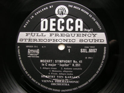 MOZART: SYMPHONY No. 41 'Jupiter' / HAYDN: SYMPHONY No.103 'Drumroll'    KARAJAN / VIENNA PHILHARMONIC   SXL 6067