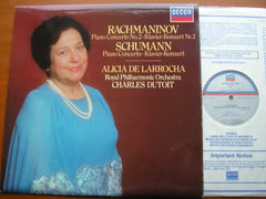 RACHMANINOV: PIANO CONCERTO No. 2 / SCHUMANN: PIANO CONCERTO    DE LARROCHA / ROYAL PHILHARMONIC / DUTOIT    SXL 6978