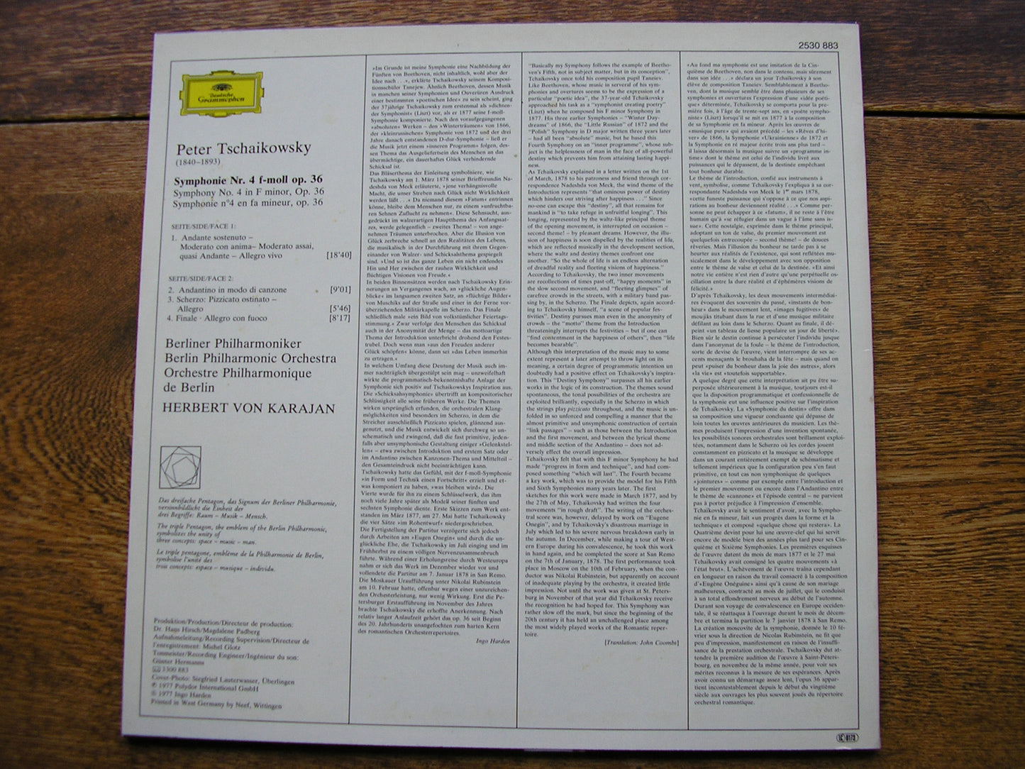 TCHAIKOVSKY: SYMPHONY No. 4  KARAJAN / BERLIN PHILHARMONIC  2530 883