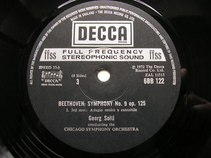 BEETHOVEN: THE NINE SYMPHONIES / FOUR OVERTURES   SOLTI / CHICAGO SYMPHONY  9 LP SET