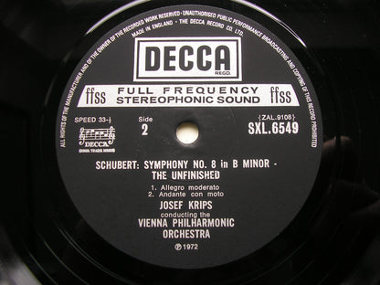 SCHUBERT: UNFINISHED / BEETHOVEN: SYMPHONY No. 8    KRIPS / ABBADO / VIENNA PHILHARMONIC   SXL 6549
