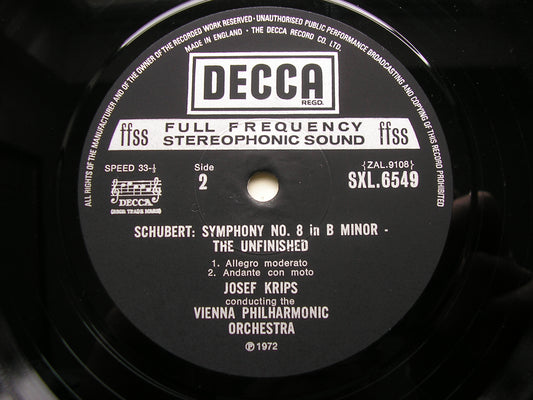 SCHUBERT: UNFINISHED / BEETHOVEN: SYMPHONY No. 8    KRIPS / ABBADO / VIENNA PHILHARMONIC   SXL 6549