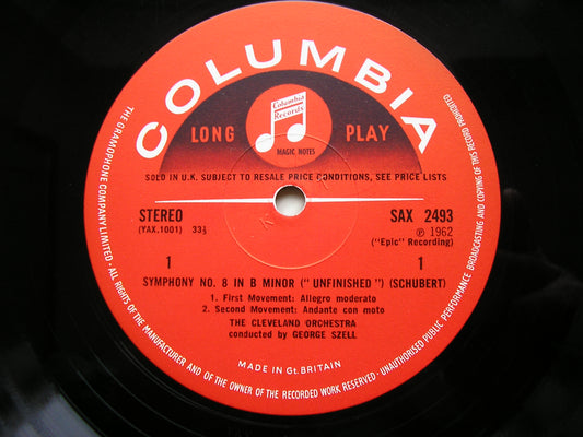SCHUBERT: UNFINISHED / BEETHOVEN: SYMPHONY No. 8    SZELL / CLEVELAND ORCHESTRA    SAX 2493