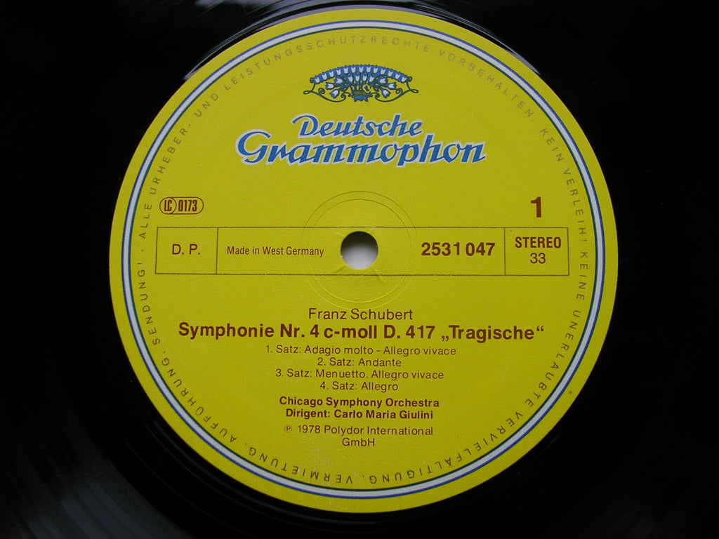 SCHUBERT: SYMPHONIES Nos. 4 'TRAGIC' & 8 'UNFINISHED' GIULINI / CHICAG ...