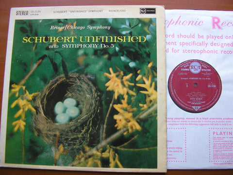 SCHUBERT: SYMPHONIES Nos. 5 & 8 'UNFINISHED'     REINER / CHICAGO SYMPHONY    SB 2134