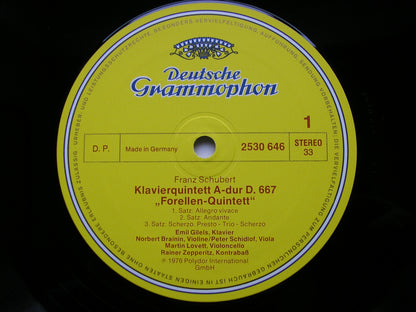 SCHUBERT: TROUT QUINTET / QUARTETTSATZ D.703     GILELS / AMADEUS QUARTET / ZEPPERITZ     2530 646