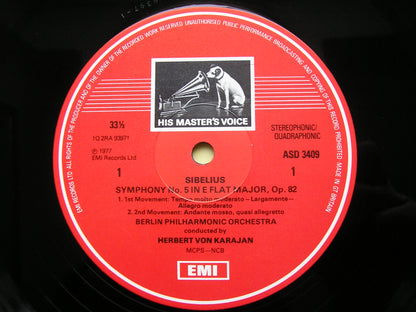 SIBELIUS: SYMPHONY No. 5 / EN SAGA     KARAJAN / BERLIN PHILHARMONIC    ASD 3409