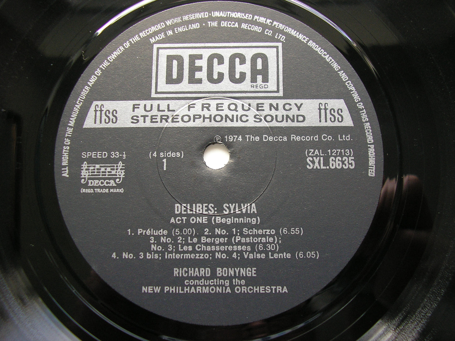 DELIBES: SYLVIA (Complete Ballet) BONYNGE / NEW PHILHARMONIA ORCHESTRA  SXL 6635 - 6