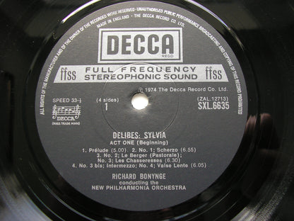 DELIBES: SYLVIA (Complete Ballet) BONYNGE / NEW PHILHARMONIA ORCHESTRA  SXL 6635 - 6