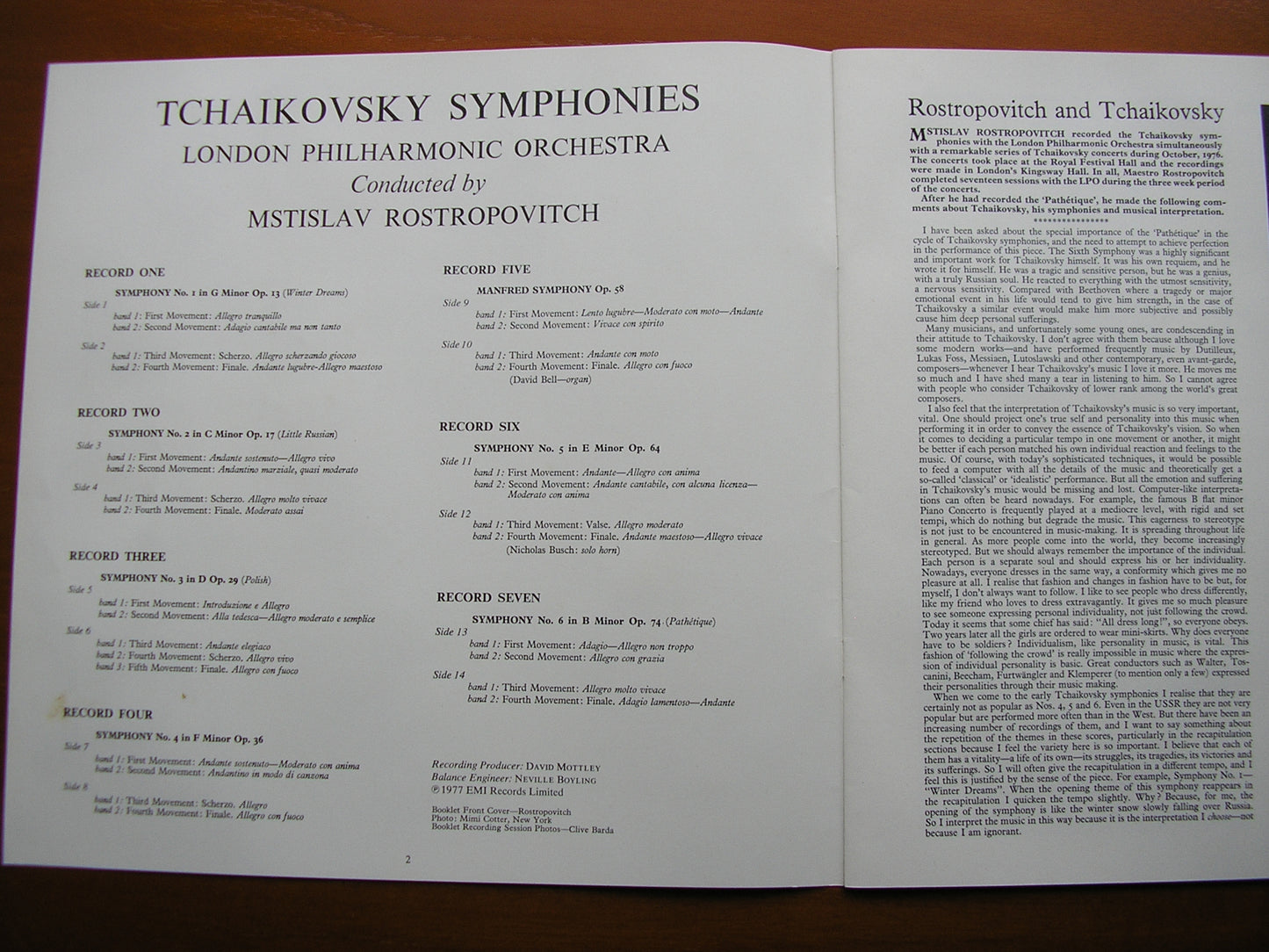 TCHAIKOVSKY: THE COMPLETE SYMPHONIES   ROSTROPOVITCH / LONDON PHILHARMONIC  7 LP   SLS 5099