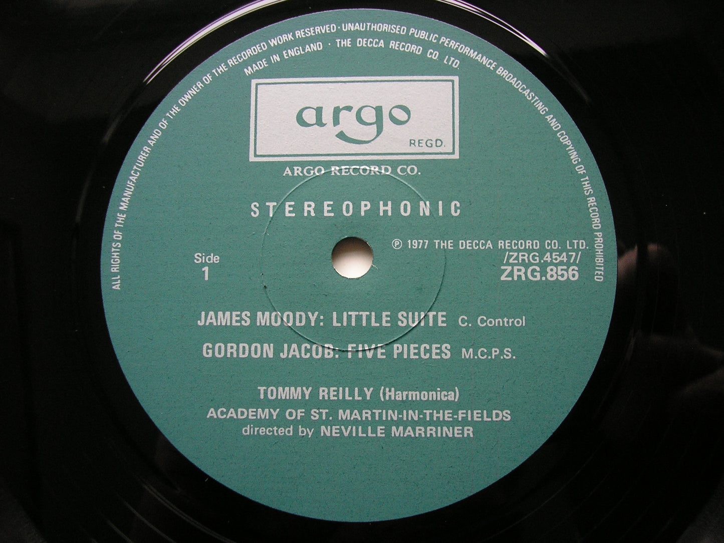 MOODY / JACOB / TAUSKY / VAUGHAN WILLIAMS: WORKS FOR HARMONICA  TOMMY REILLY    ZRG 856