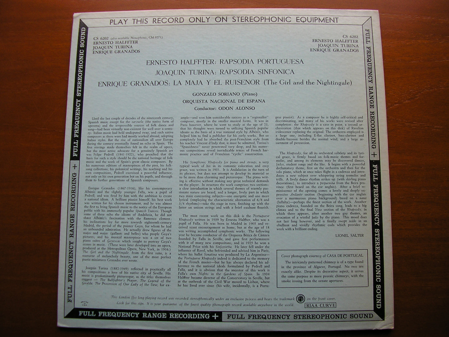 TURINA: RAPSODIA SINFONICA / HALFFTER: RAPSODIA PORTUGUESA   SORIANO  / SPANISH NATIONAL ORCHESTRA / ALONSO   CS 6202