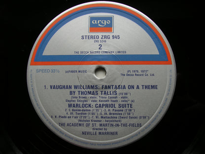 ELGAR: SERENADE / WARLOCK: CAPRIOL SUITE / VAUGHAN WILLIAMS: TALLIS FANTASIA    ACADEMY OF ST MARTIN IN THE FIELDS / MARRINER     ZRG 945