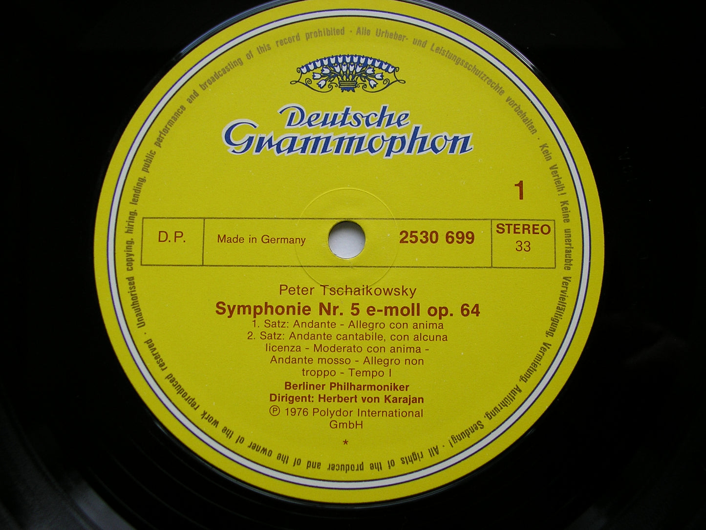 TCHAIKOVSKY: SIX SYMPHONIES    KARAJAN / BERLIN PHILHARMONIC    6LP