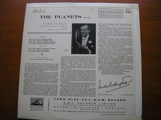 HOLST: THE PLANETS   SARGENT / BBC SYMPHONY   ASD 269
