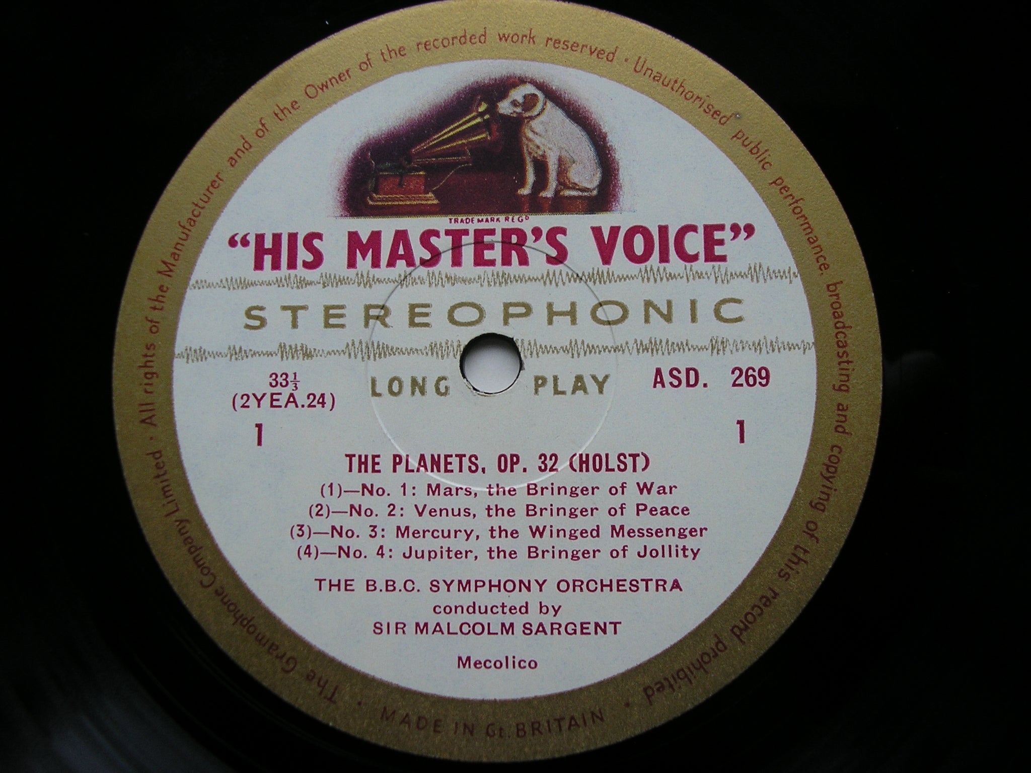 HOLST: THE PLANETS SARGENT / BBC SYMPHONY ASD 269 – Kingsway Hall