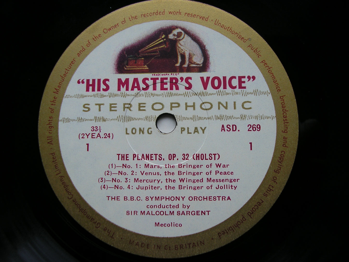 HOLST: THE PLANETS   SARGENT / BBC SYMPHONY   ASD 269