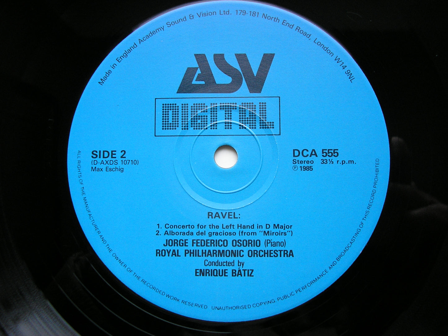 RAVEL: CONCERTO FOR THE LEFT HAND / PROKOFIEV: PIANO CONCERTO No. 1   OSORIO / ROYAL PHILHARMONIC / BATIZ   DCA 555