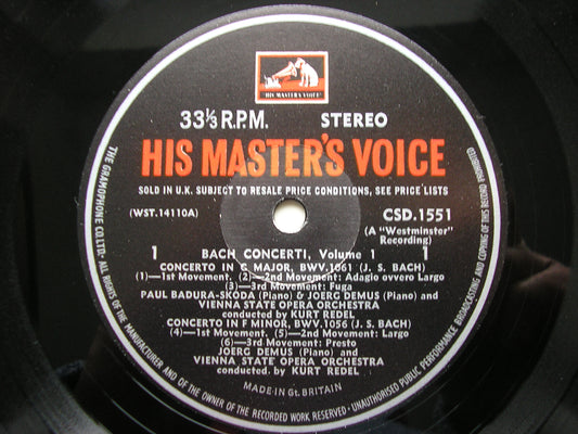 BACH: KEYBOARD CONCERTOS BWV 1055 / 1056 / 1060 / 1061    DEMUS / BADURA-SKODA / VIENNA STATE OPERA ORCHESTRA / KURT REDEL    CSD 1551