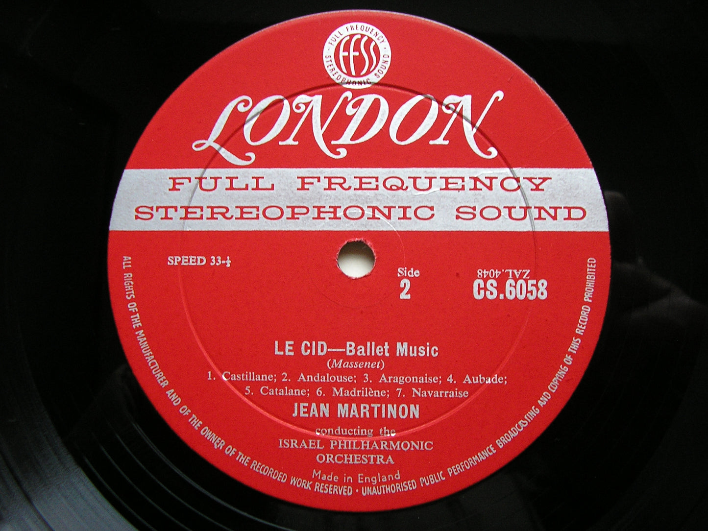 MASSENET: LE CID / MEYERBEER: LES PATINEURS   MARTINON / ISRAEL PHILHARMONIC   CS 6058