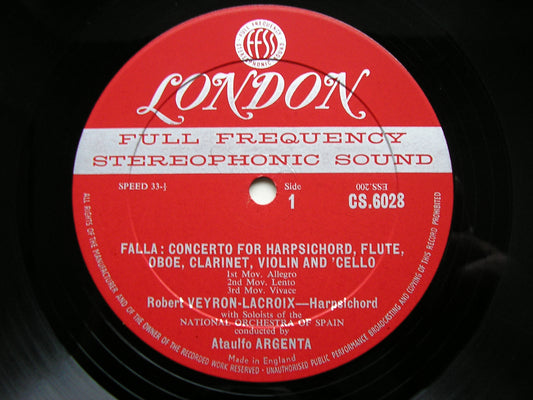 FALLA: EL RETABLO DE MAESE PEDRO / HARPSICHORD CONCERTO   SOLOISTS / SPANISH NATIONAL ORCHESTRA / ARGENTA   CS 6028