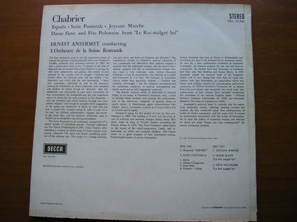 ANSERMET CONDUCTS CHABRIER: ESPANA / JOYEUSE MARCHE / SUITE PASTORALE     ANSERMET / SUISSE ROMANDE     SXL 6168