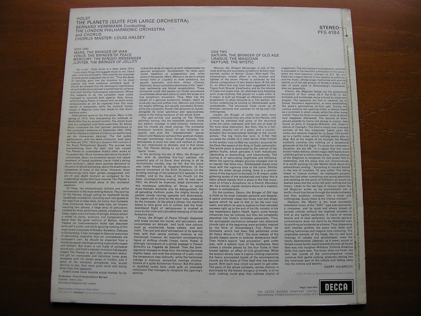 HOLST: THE PLANETS    HERRMANN / LONDON PHILHARMONIC   PFS 4184