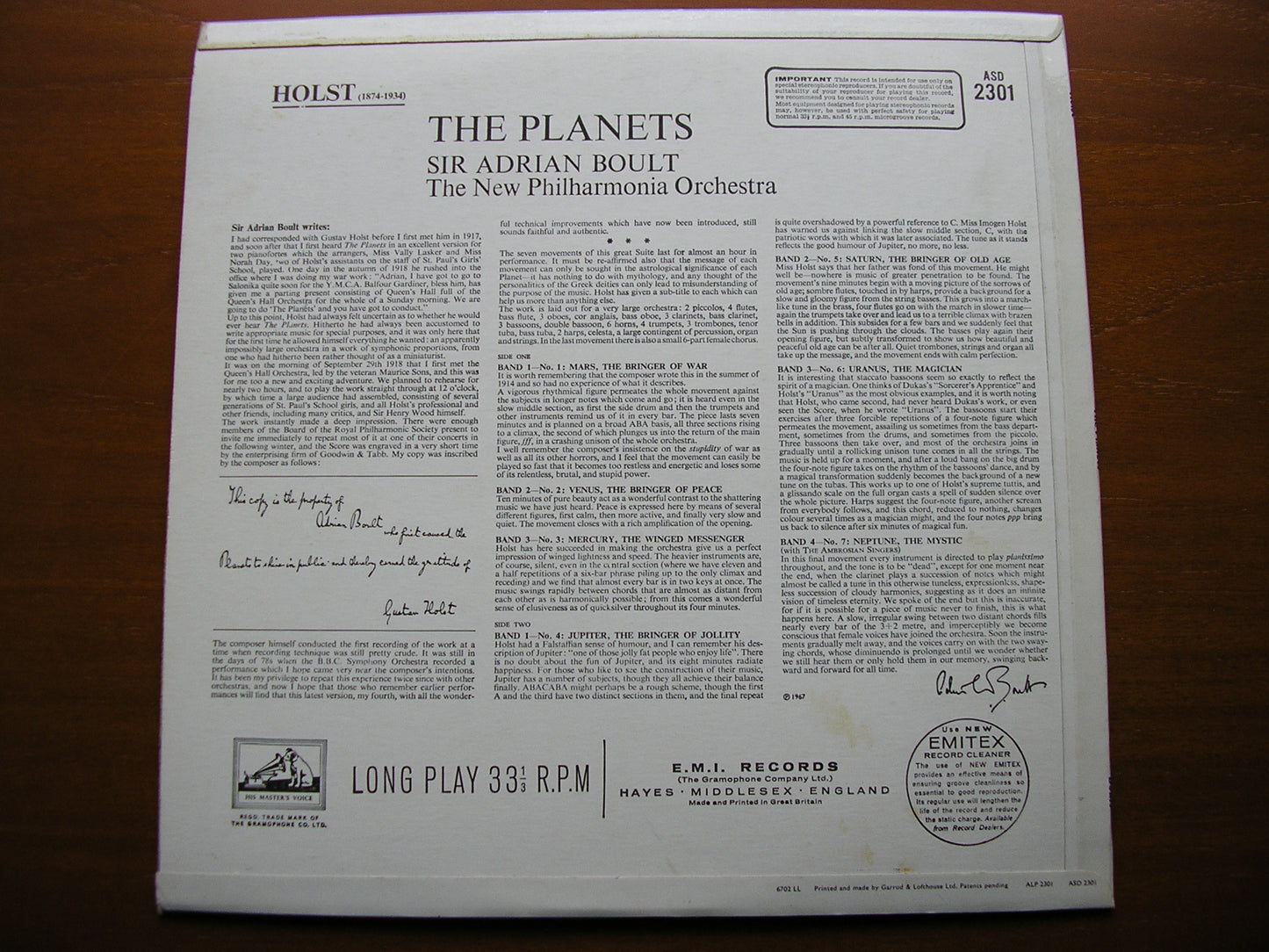 HOLST: THE PLANETS   BOULT / NEW PHILHARMONIA ORCHESTRA   ASD 2301