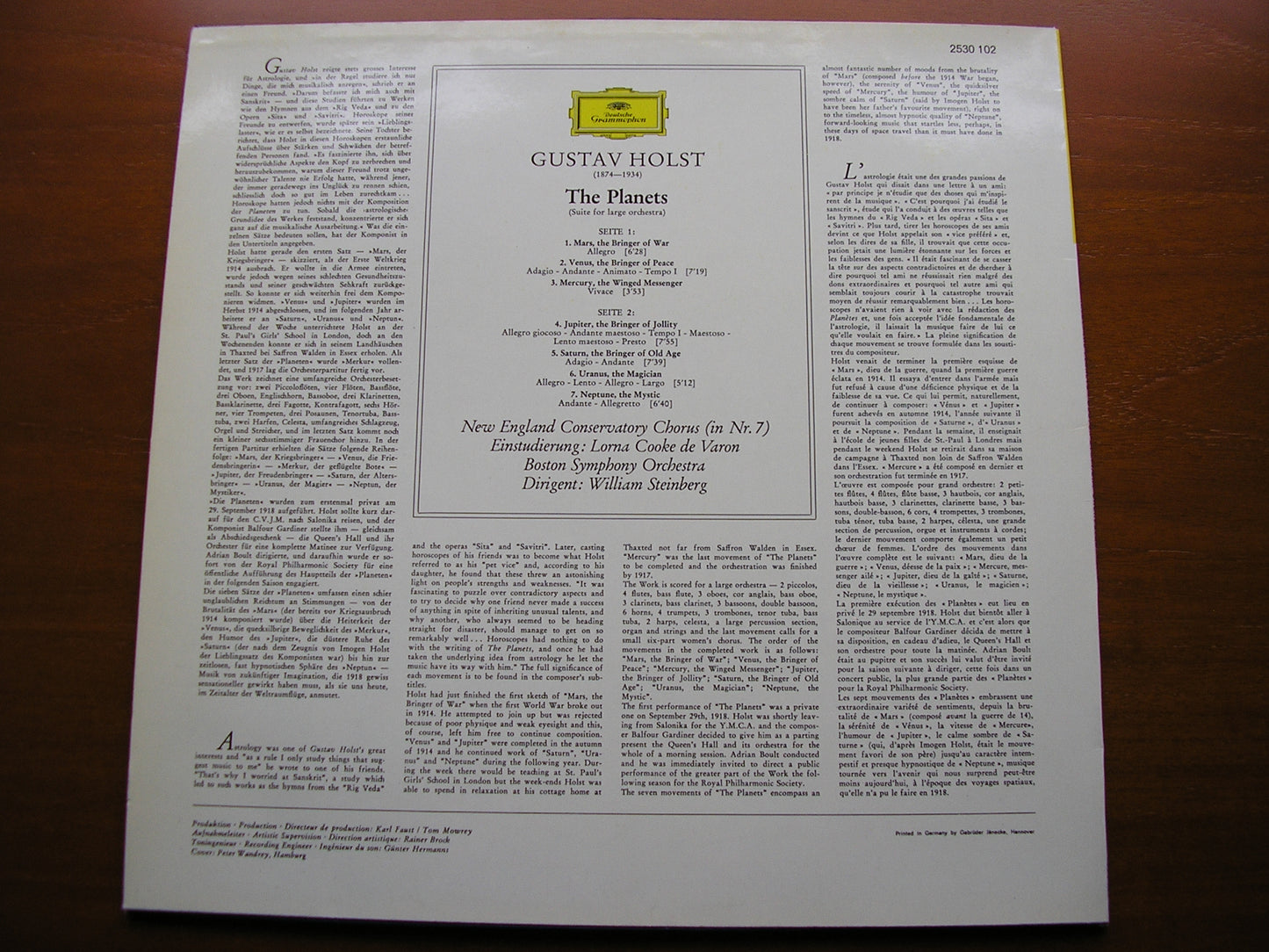HOLST: THE PLANETS   STEINBERG / BOSTON SYMPHONY   2530 102