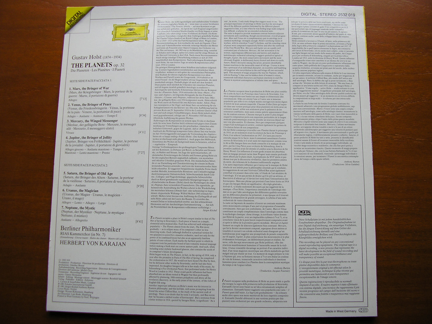 HOLST: THE PLANETS   KARAJAN / BERLIN PHILHARMONIC   2532 019