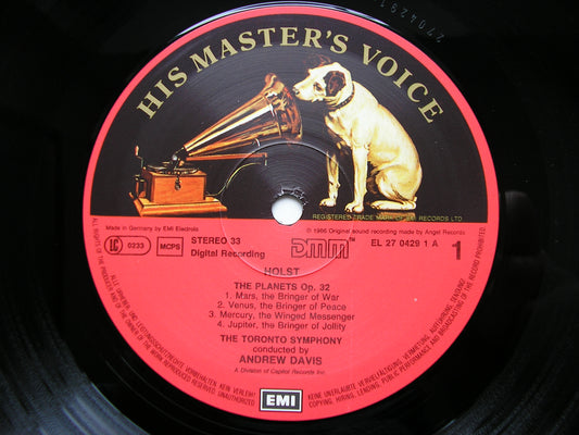 HOLST: THE PLANETS   DAVIS / TORONTO SYMPHONY ORCHESTRA   EL 27 0429