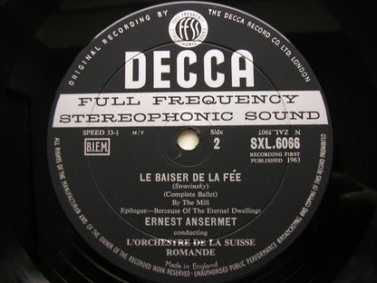STRAVINSKY: LE BAISER DE LA FEE    ANSERMET / SUISSE ROMANDE   SXL 6066