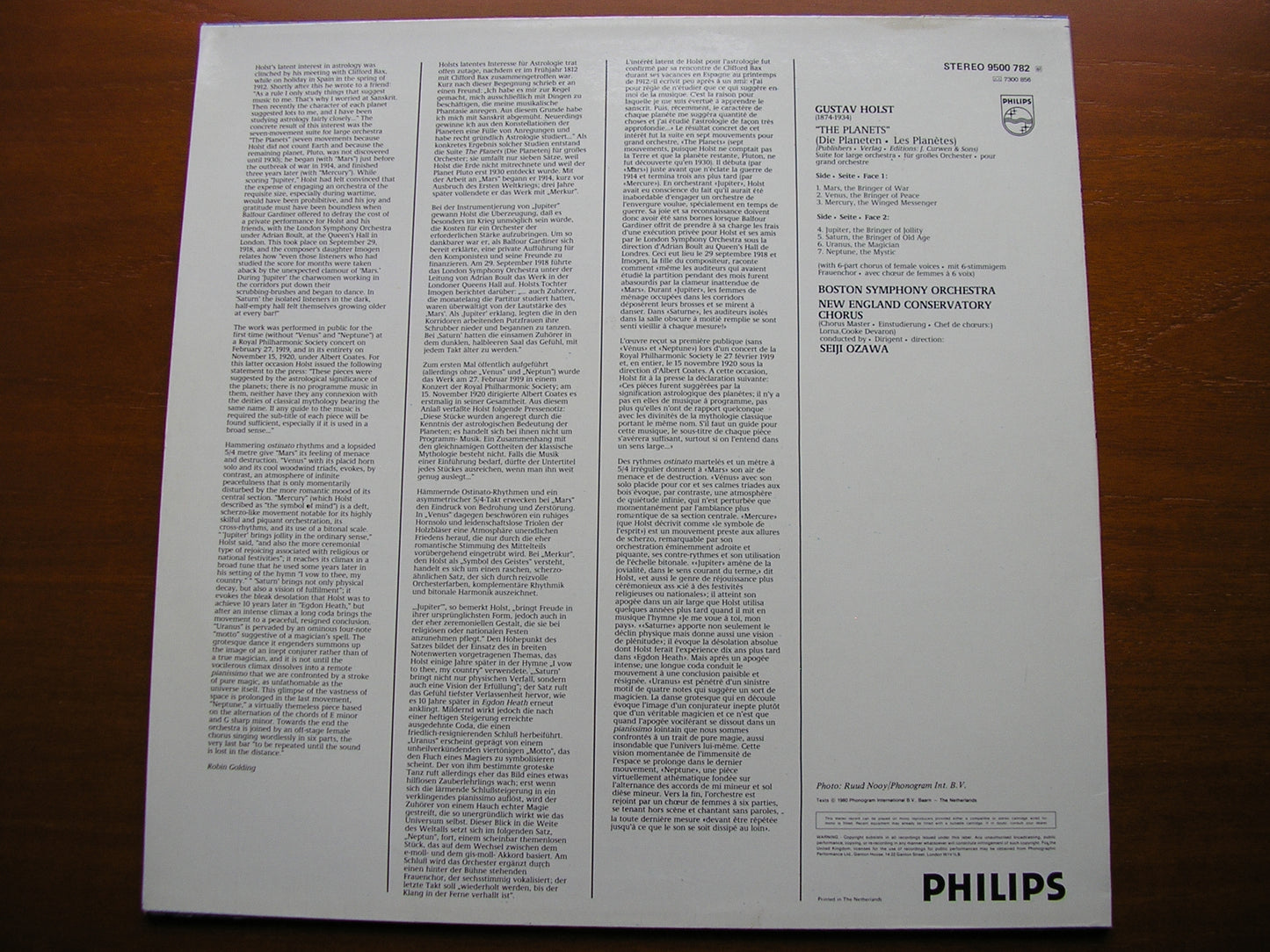 HOLST: THE PLANETS   OZAWA / BOSTON SYMPHONY   9500 782