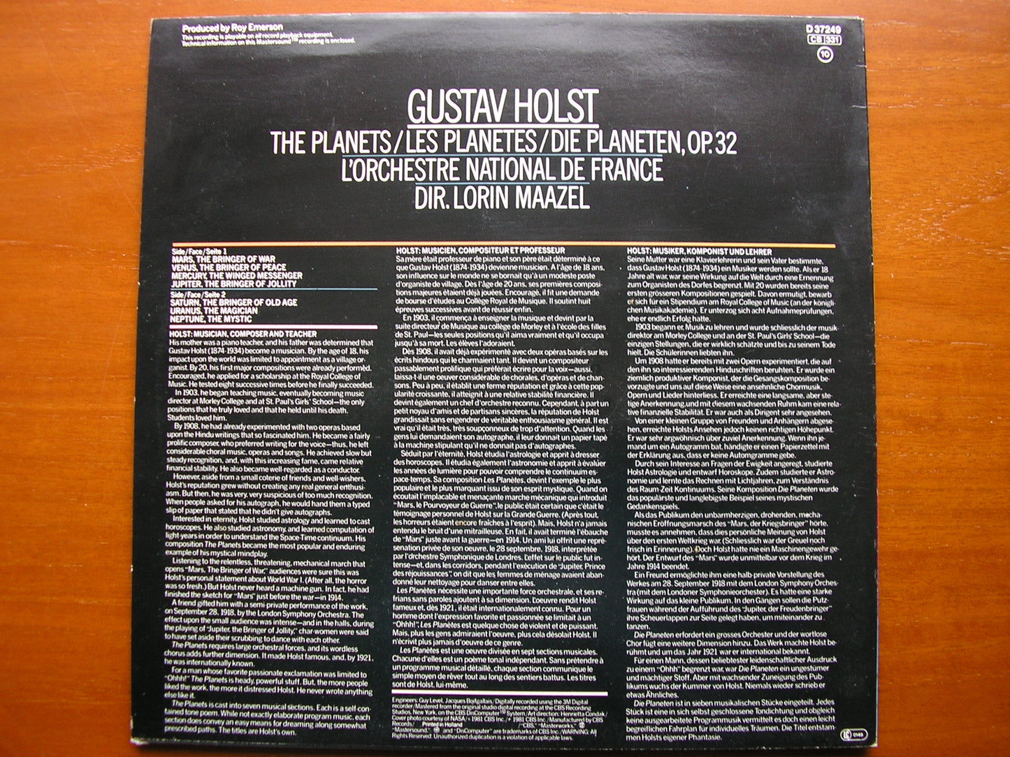 HOLST: THE PLANETS   MAAZEL / FRENCH NATIONAL ORCHESTRA   37249