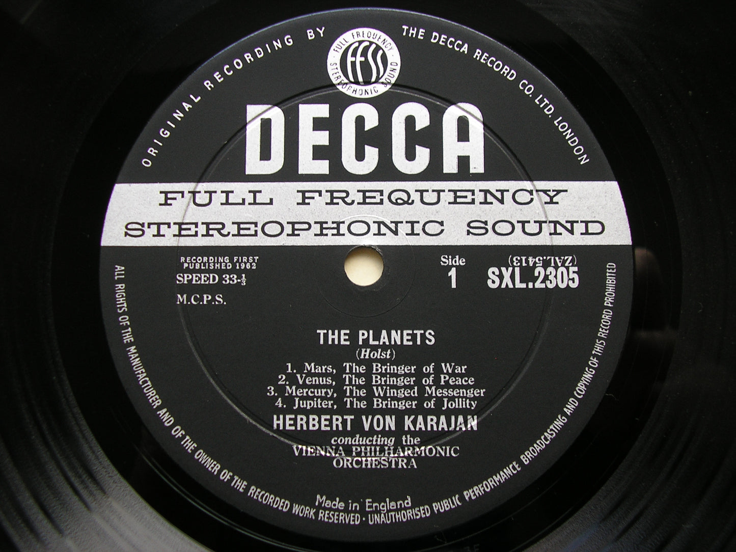 HOLST: THE PLANETS    KARAJAN / VIENNA PHILHARMONIC   SXL 2305