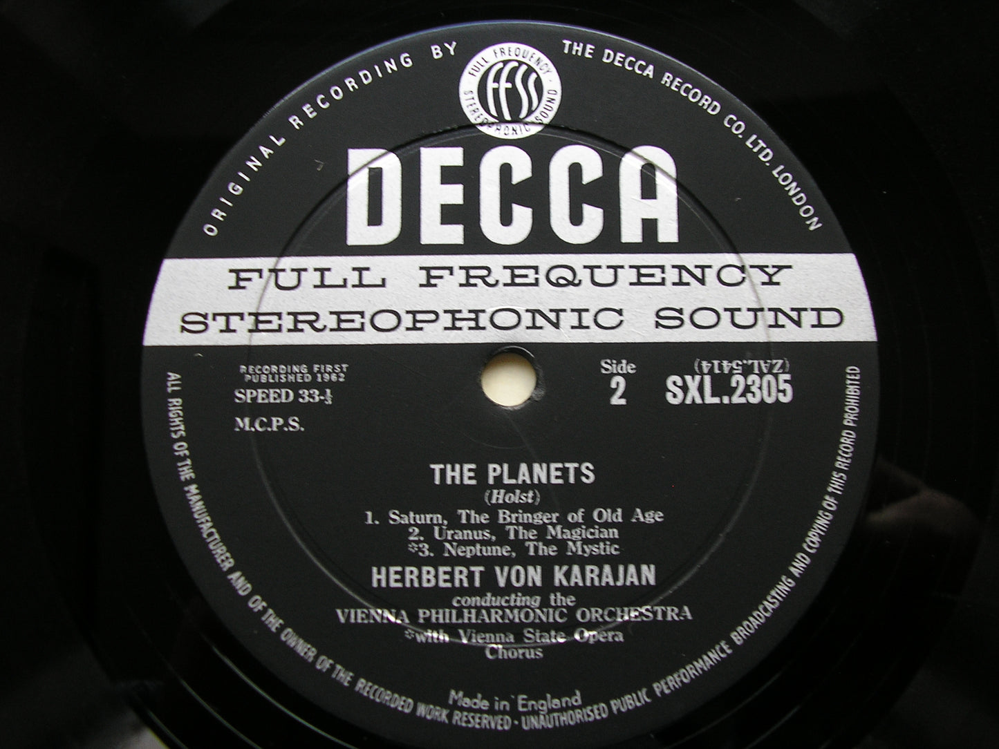 HOLST: THE PLANETS    KARAJAN / VIENNA PHILHARMONIC   SXL 2305