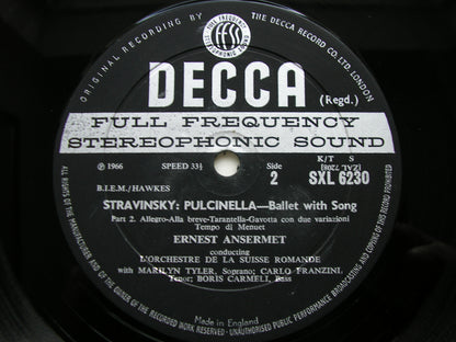 STRAVINSKY: PULCINELLA   SOLOISTS / SUISSE ROMANDE / ANSERMET   SXL 6230