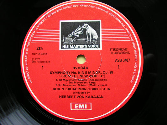 DVORAK: SYMPHONY No. 9 'New World' / SMETANA: The Moldau    KARAJAN / BERLIN PHILHARMONIC  ASD 3407