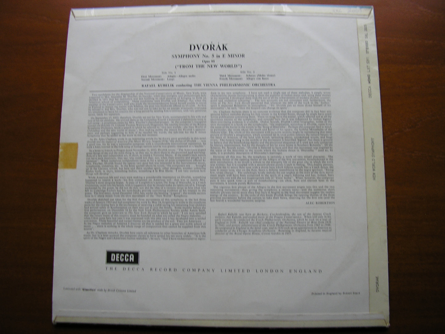 DVORAK: SYMPHONY No. 9    KUBELIK / VIENNA PHILHARMONIC   SXL 2005