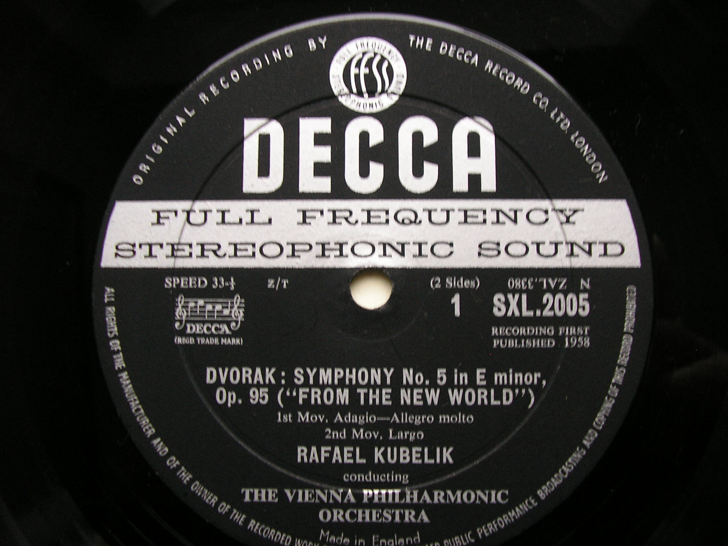 DVORAK: SYMPHONY No. 9    KUBELIK / VIENNA PHILHARMONIC   SXL 2005