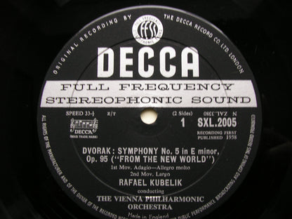 DVORAK: SYMPHONY No. 9    KUBELIK / VIENNA PHILHARMONIC   SXL 2005