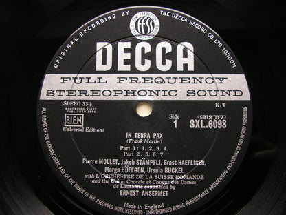 MARTIN: IN TERRA PAX    SOLOISTS / SUISSE ROMANDE / ANSERMET   SXL 6098