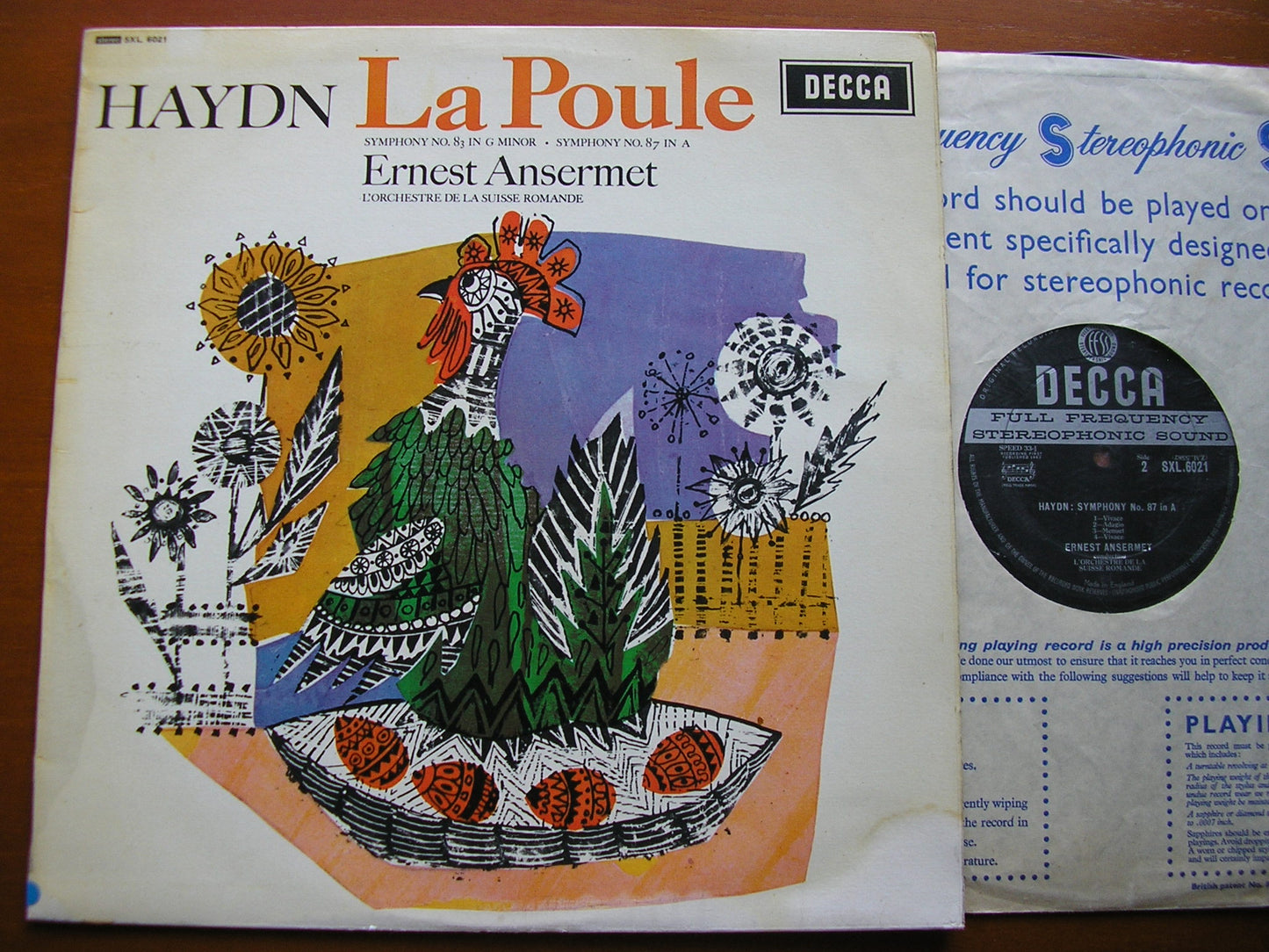 HAYDN: SYMPHONIES Nos. 83 & 87    ANSERMET / SUISSE ROMANDE    SXL 6021
