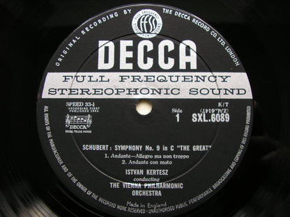 SCHUBERT: SYMPHONY No. 9  'Great C major'   ISTVAN KERTESZ / VIENNA PHILHARMONIC   SXL 6089