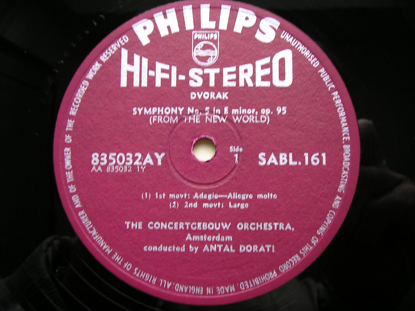DVORAK: SYMPHONY No. 9   DORATI / CONCERTGEBOUW ORCHESTRA   SABL 161