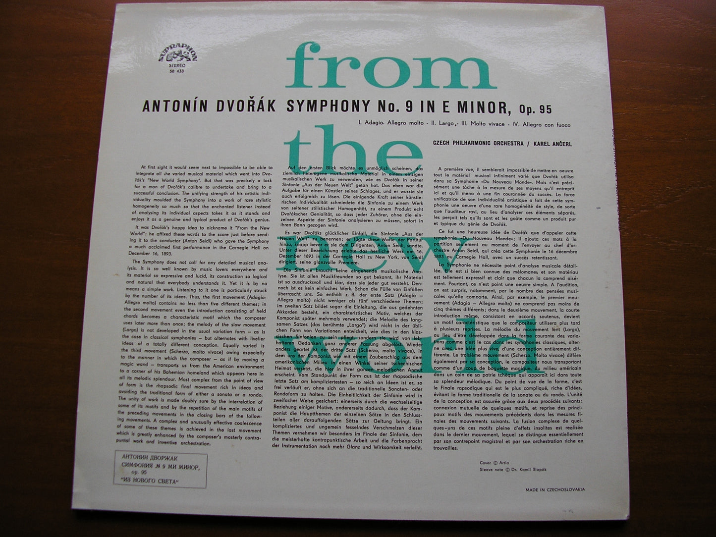 DVORAK: SYMPHONY No. 9   ANCERL / CZECH PHILHARMONIC   50 433